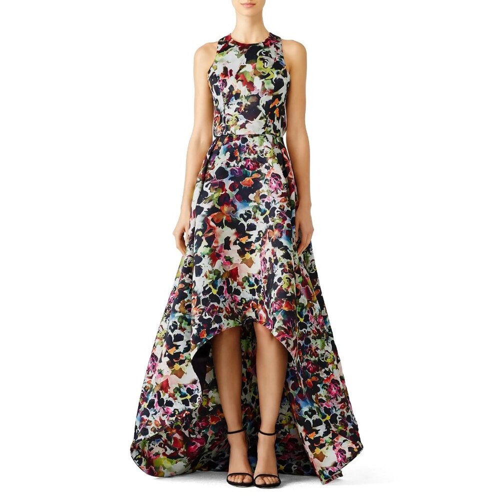 Monique Lhuillier Multicolor Floral High-Low Gown